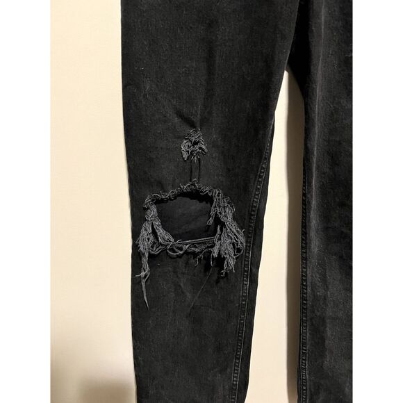 Abercrombie & Fitch The Dad High Rise Distressed Black Jeans Women's 30 Short - Picture 10 of 11